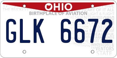 OH license plate GLK6672