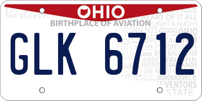 OH license plate GLK6712