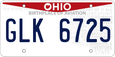 OH license plate GLK6725