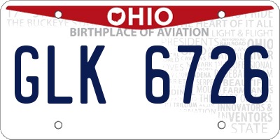 OH license plate GLK6726