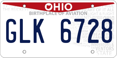 OH license plate GLK6728