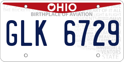 OH license plate GLK6729