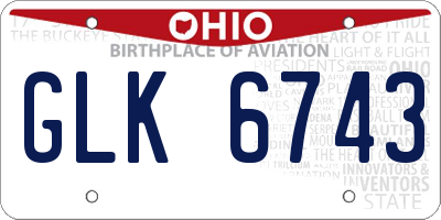 OH license plate GLK6743