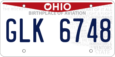 OH license plate GLK6748