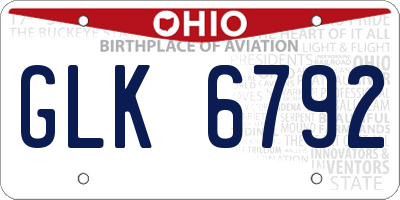 OH license plate GLK6792