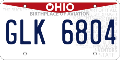 OH license plate GLK6804