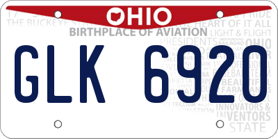 OH license plate GLK6920