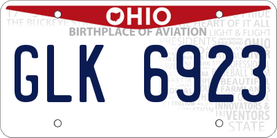 OH license plate GLK6923