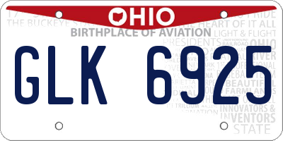 OH license plate GLK6925