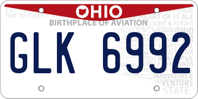 OH license plate GLK6992