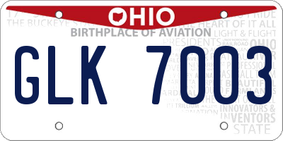 OH license plate GLK7003