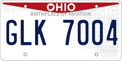 OH license plate GLK7004