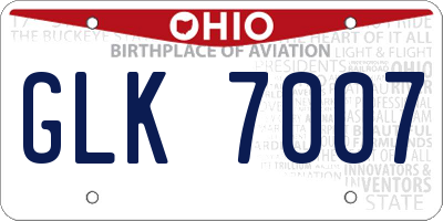 OH license plate GLK7007