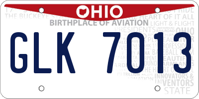 OH license plate GLK7013