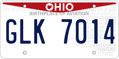 OH license plate GLK7014