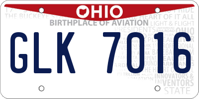 OH license plate GLK7016