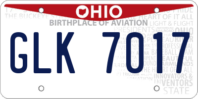 OH license plate GLK7017
