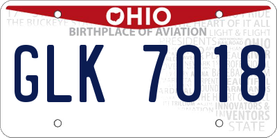 OH license plate GLK7018