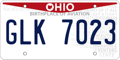 OH license plate GLK7023
