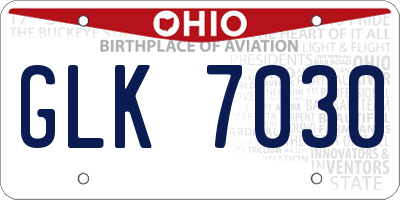 OH license plate GLK7030
