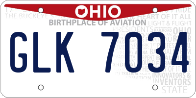 OH license plate GLK7034
