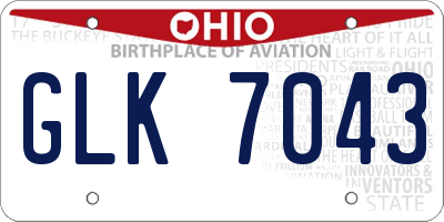 OH license plate GLK7043