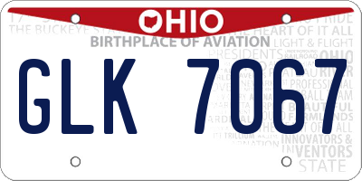 OH license plate GLK7067