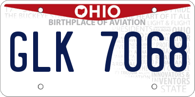 OH license plate GLK7068