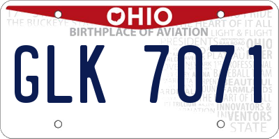 OH license plate GLK7071