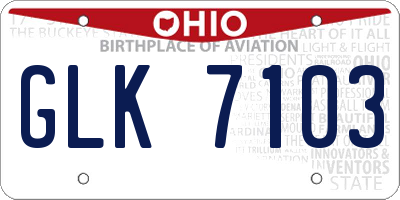 OH license plate GLK7103