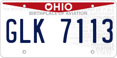 OH license plate GLK7113