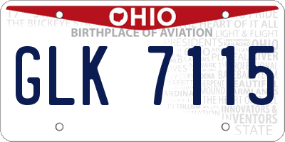 OH license plate GLK7115