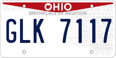 OH license plate GLK7117