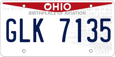 OH license plate GLK7135