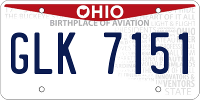OH license plate GLK7151