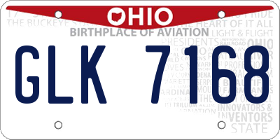 OH license plate GLK7168
