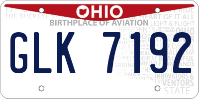 OH license plate GLK7192