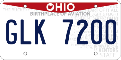 OH license plate GLK7200