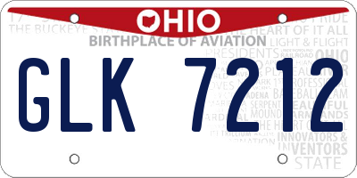 OH license plate GLK7212