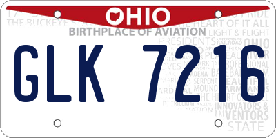 OH license plate GLK7216