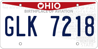 OH license plate GLK7218