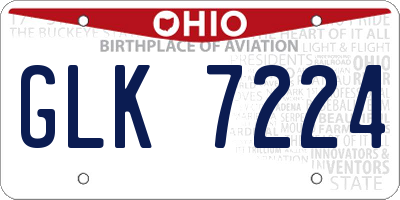 OH license plate GLK7224
