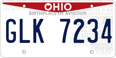 OH license plate GLK7234