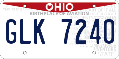 OH license plate GLK7240