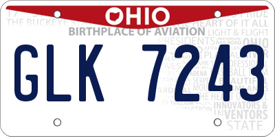 OH license plate GLK7243