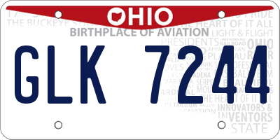 OH license plate GLK7244