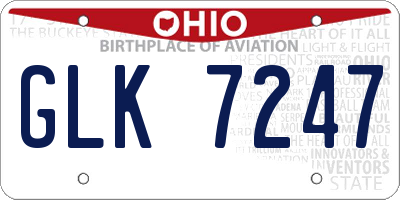 OH license plate GLK7247