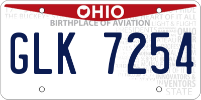 OH license plate GLK7254
