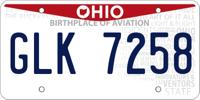 OH license plate GLK7258
