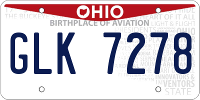 OH license plate GLK7278